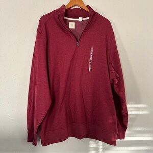 🦋 NWOT Dockers Red Quarter Zip Pullover Sweatshirt XXL Casual Comfy
